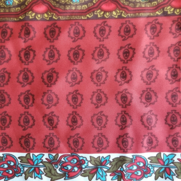 The Limited Silk Scarf Medallion Orange Turquoise Brown Cream Gold NWT - Picture 6 of 8